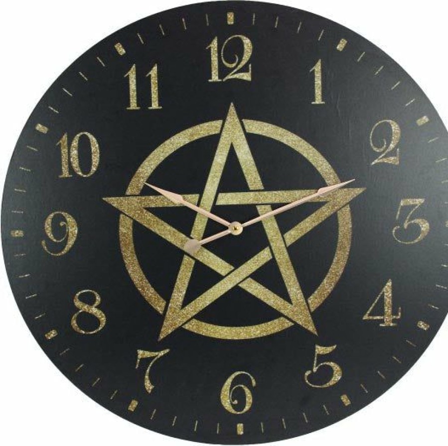 Homewares * | Cheapest Gothic Gifts Gothic Homewares Pentagram | Clock