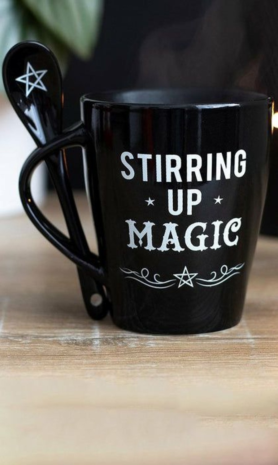 Homewares * | Top 10 Gothic Gifts Gothic Homewares Stirring Up Magic Black | Mug And Spoon Set