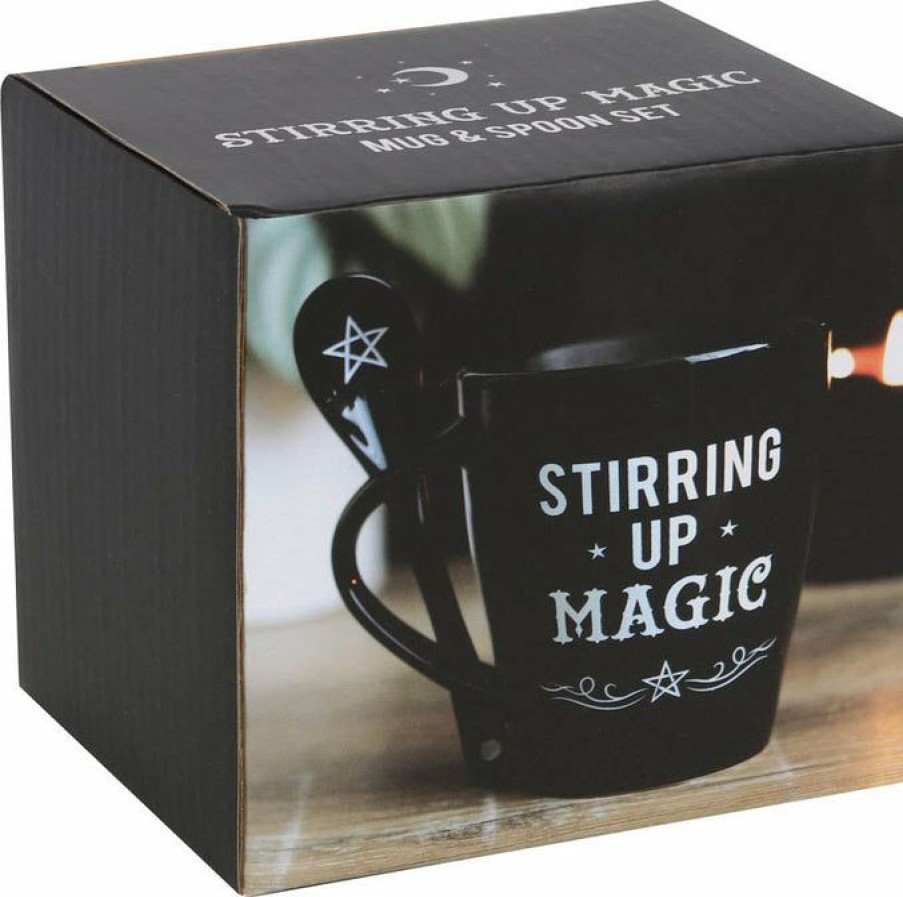 Homewares * | Top 10 Gothic Gifts Gothic Homewares Stirring Up Magic Black | Mug And Spoon Set