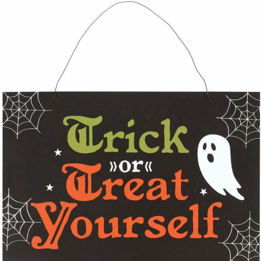 Styles * | Hot Sale Gothic Gifts Ghosts Trick Or Treat Yourself | Hanging Sign*