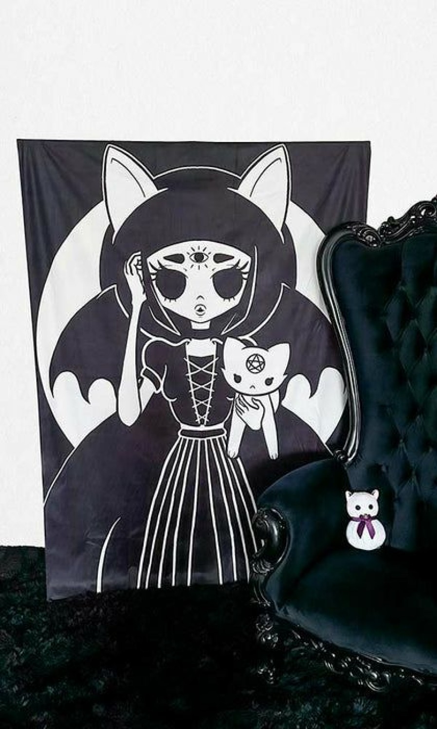 Styles * | Coupon Beserk Crypt Bats Cat Magick | Tapestry Blanket