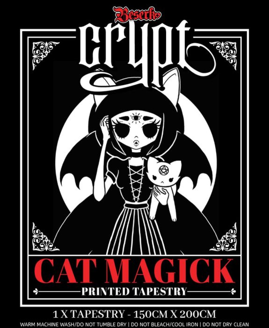 Styles * | Coupon Beserk Crypt Bats Cat Magick | Tapestry Blanket