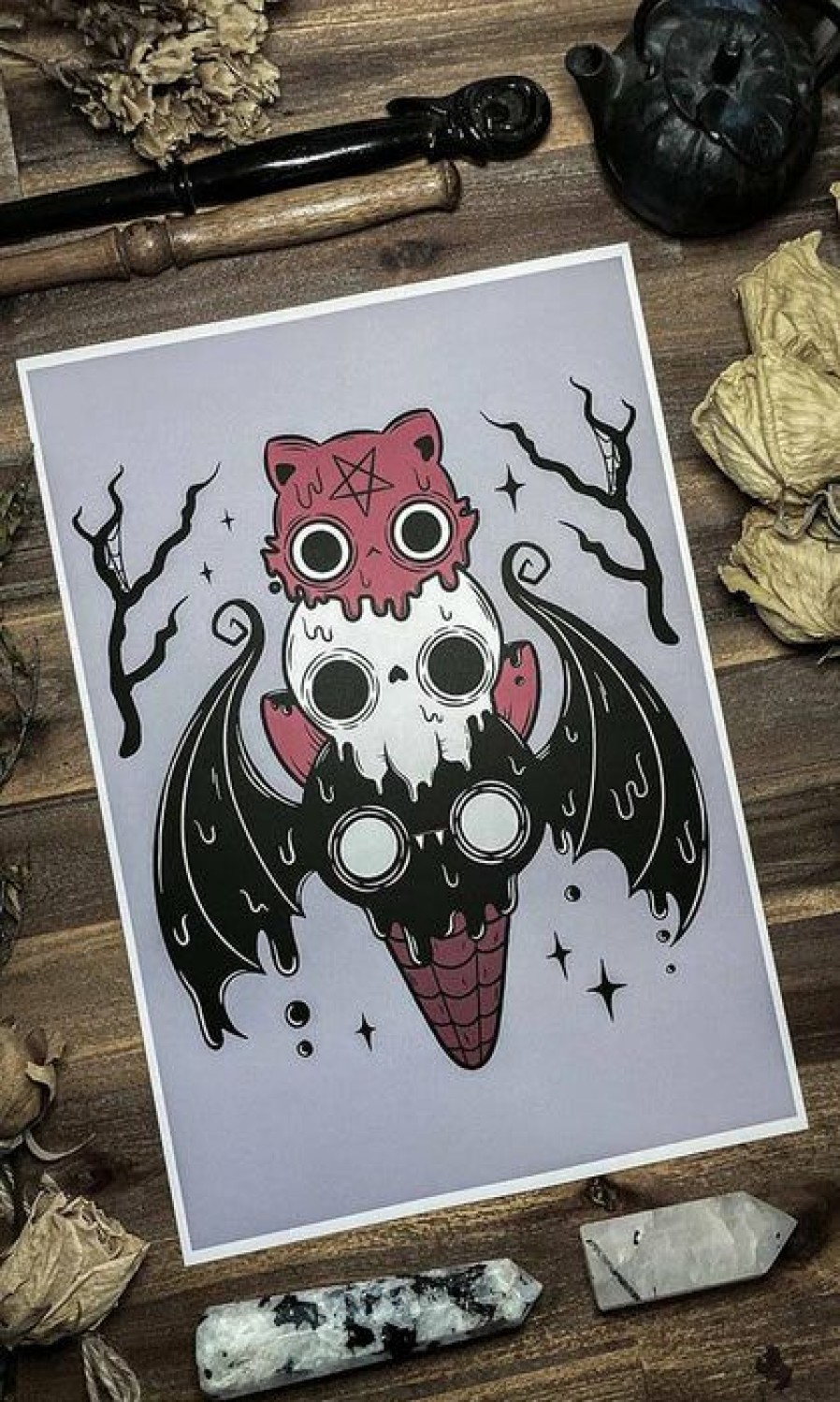 Styles * | Best Deal Pvmpkin Art Bats I Scream Cone | Art Print