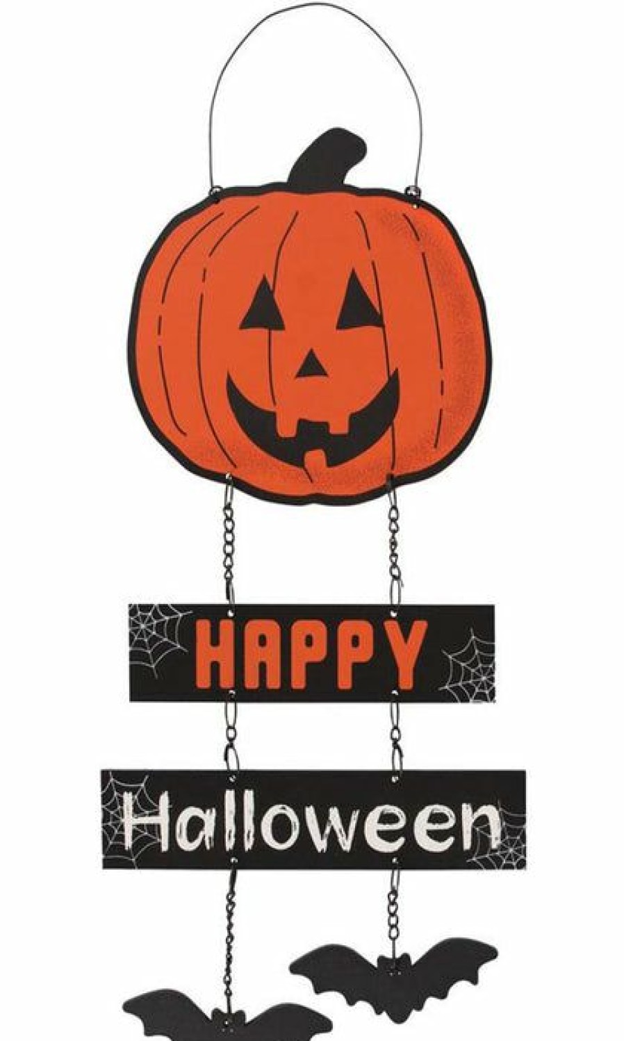 Styles * | Hot Sale Gothic Gifts Bats Happy Halloween Pumpkin | Chain Sign