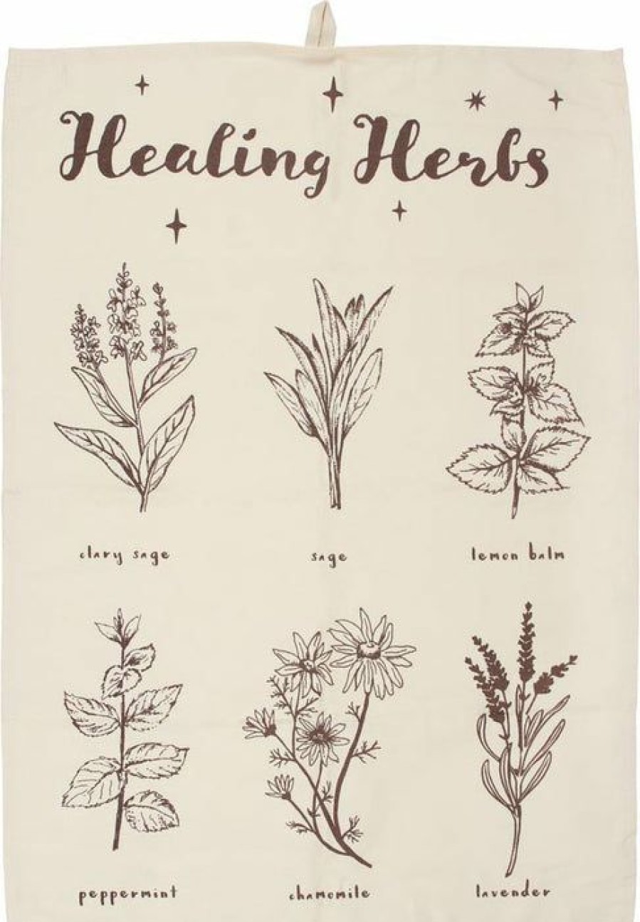 Accessories * | Promo Gothic Gifts All Healing Herbs | Tea Towel