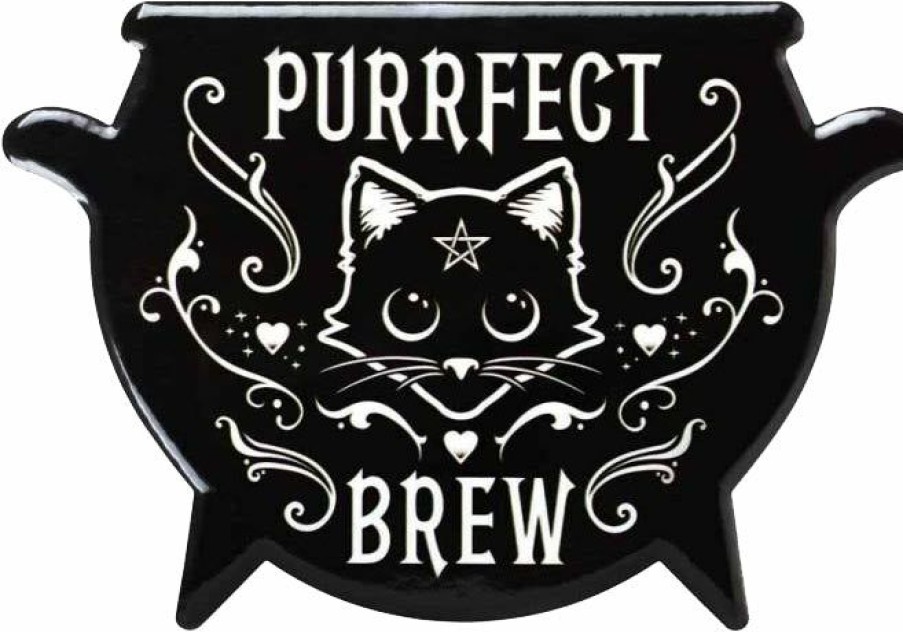 Styles * | Buy Alchemy Gothic Cats Purrfect Brew | Cauldron Coaster