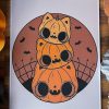 Styles * | Hot Sale Pvmpkin Art Bats Cat-O-Lantern Stack | Art Print