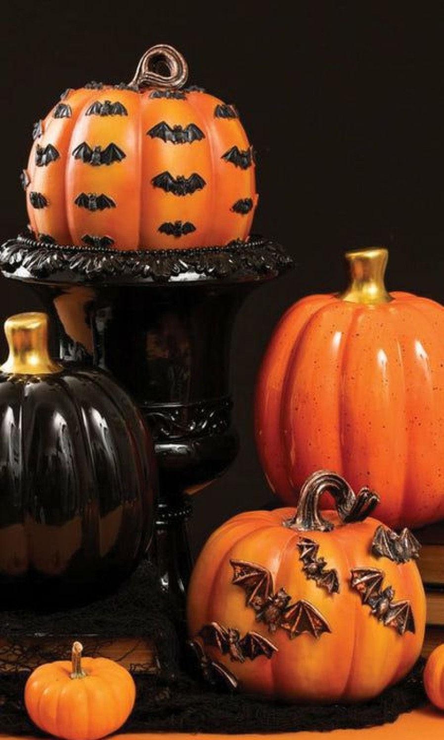 Styles * | Budget Gothic Gifts Spooky Bats | Pumpkin Decor Set*