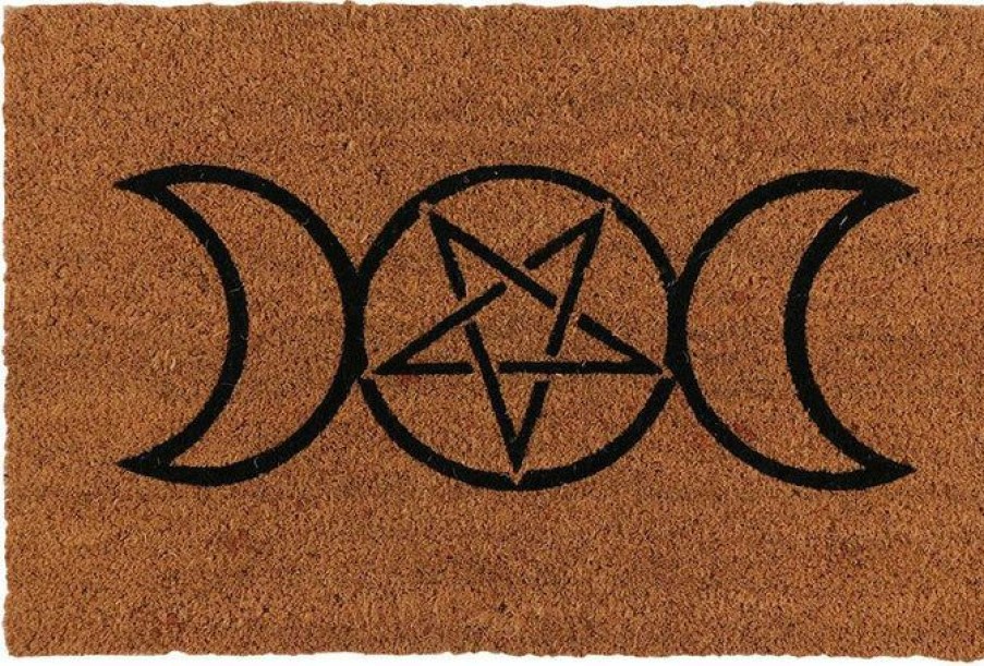 Homewares * | Promo Gothic Gifts Gothic Homewares Natural Triple Moon | Door Mat